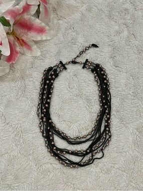 Coldwater Creek - Multi-Strand Black and Rose Gold Bead Necklace